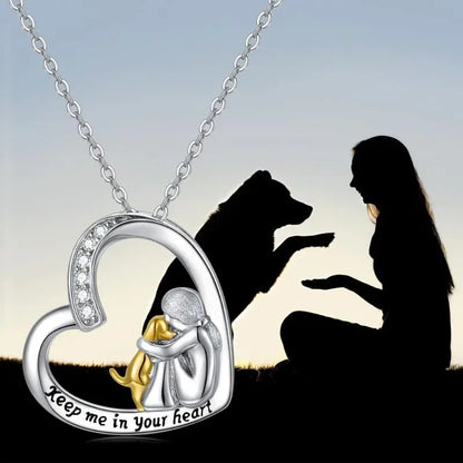 Sterling Silver Hund Memorial Hjärta Halsband