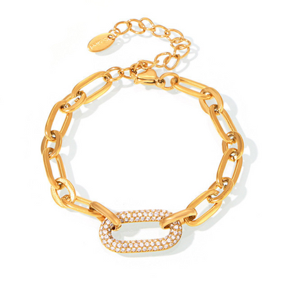 Paved Kraftig Kedja Link Smycken Set | Guld