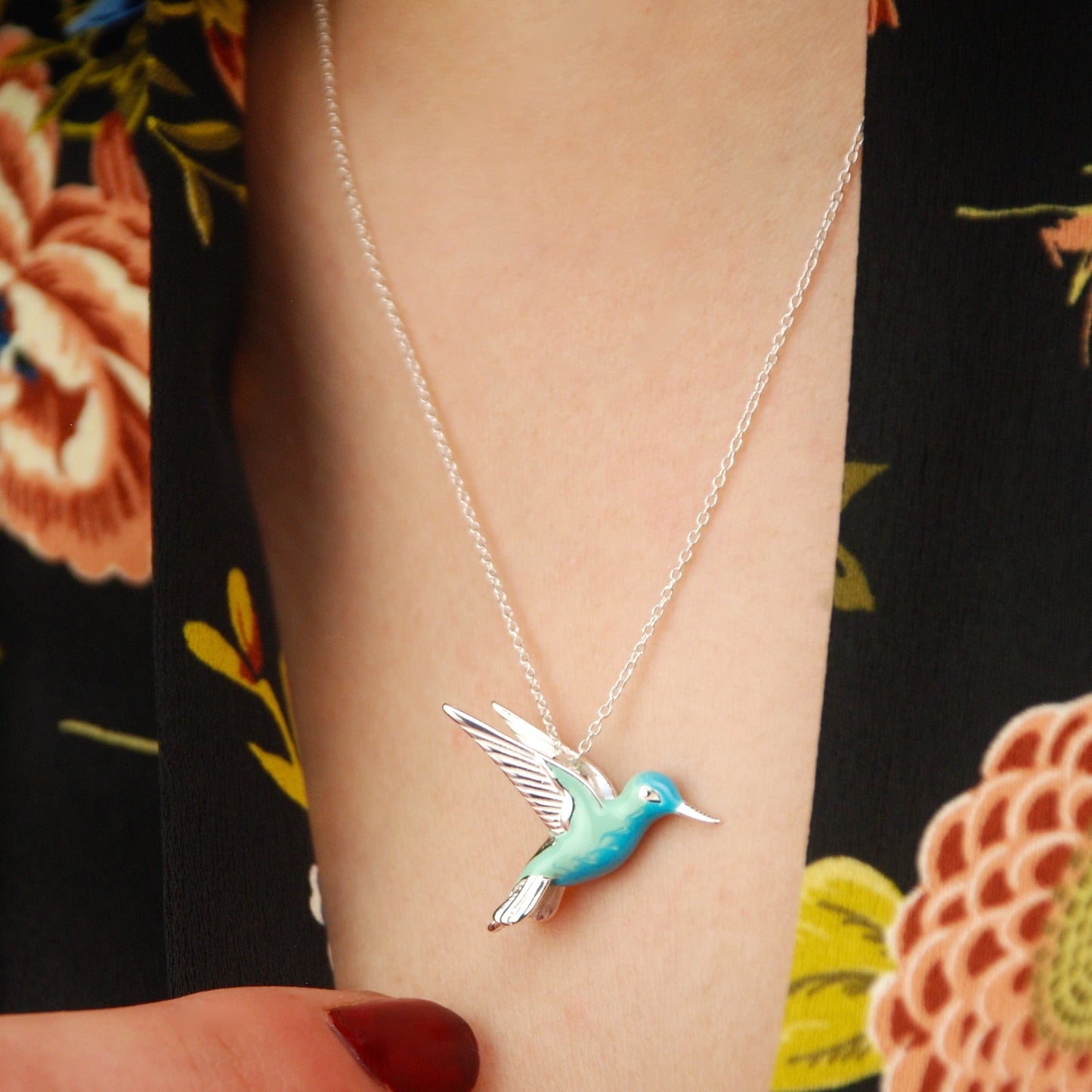 Sterling Silver Enamel Kolibri Halsband