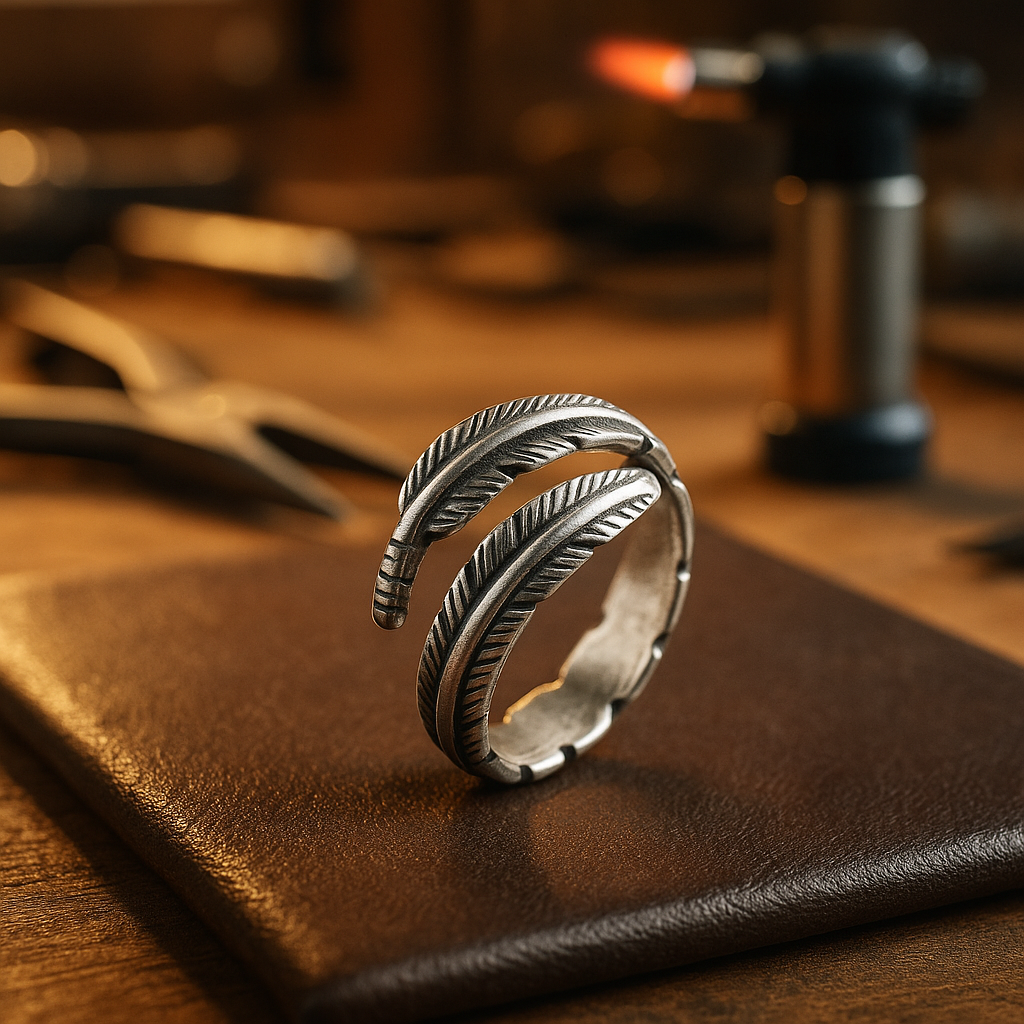 Fjäder From An Ängel Justerbar Memorial Ring