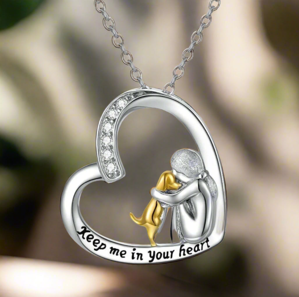 Sterling Silver Hund Memorial Hjärta Halsband