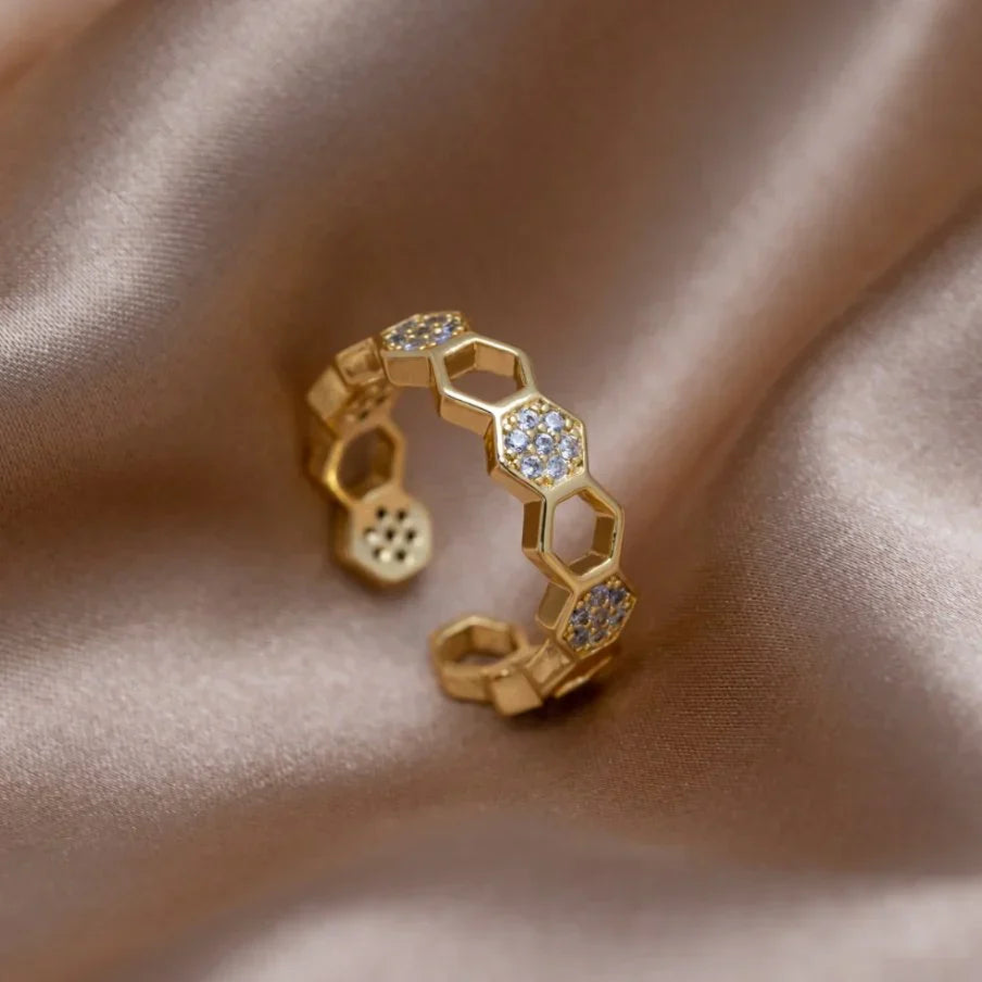 Kristall Honeycomb Ring | Guld