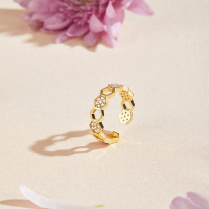 Kristall Honeycomb Ring | Guld