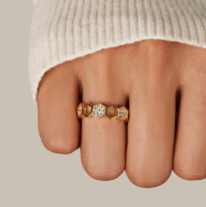 Kristall Honeycomb Ring | Guld