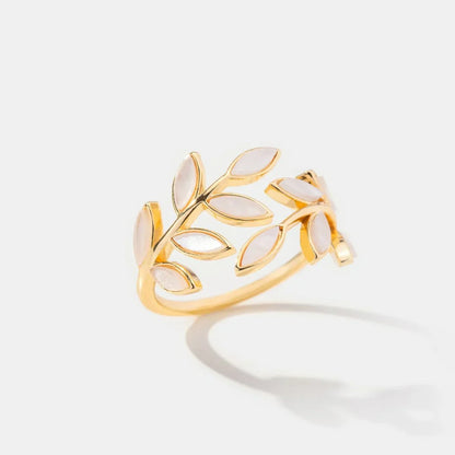 Neraya Delikat Blad Öppen Ring | Guld