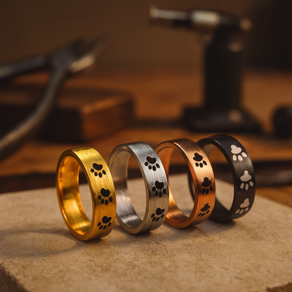 Sterling stål Pet Memorial Tass Ring