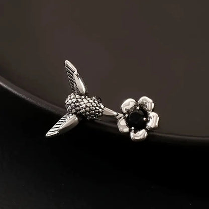 Kolibri Blomma Ring Justerbar Open Fågel Ring For Women