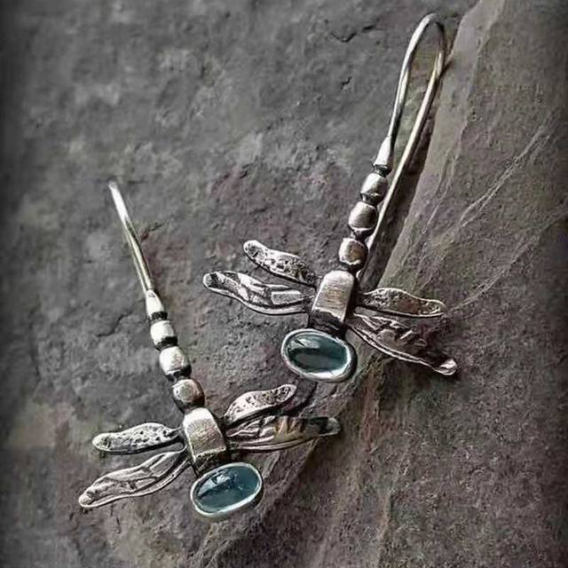 Vintage Trollslända Silver Örhängen