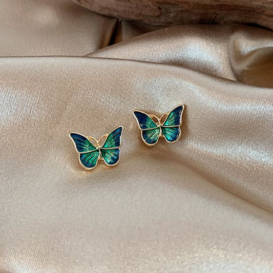 Blue Enamel Fjäril Örhängen