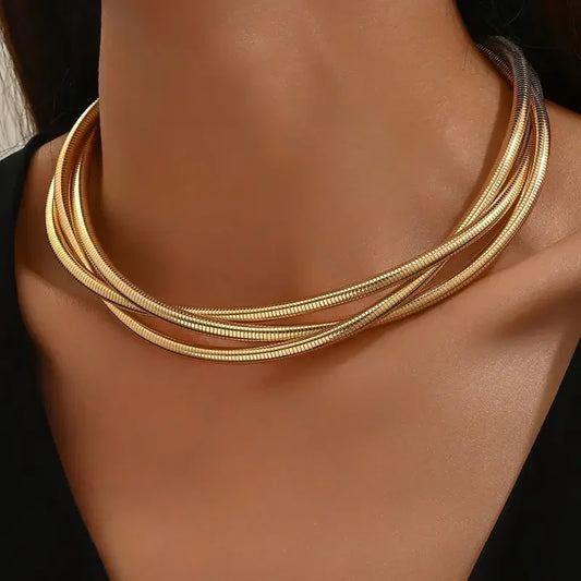 Tre Layer Guld halsband | Guld