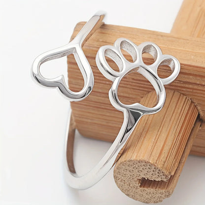 Sterling Silver Tass Print Hjärta Ring 1