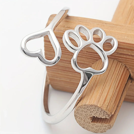 Sterling Silver Tass Print Hjärta Ring 1