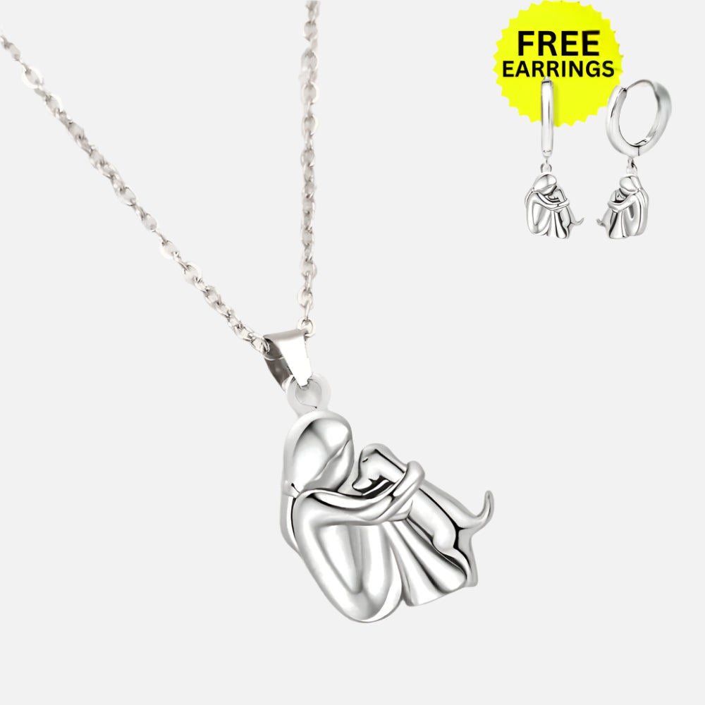 Sterling Silver Hund Mom Halsband Set