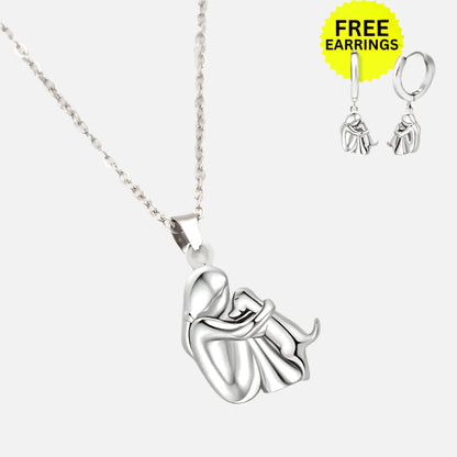 Sterling Silver Hund Mom Halsband Set
