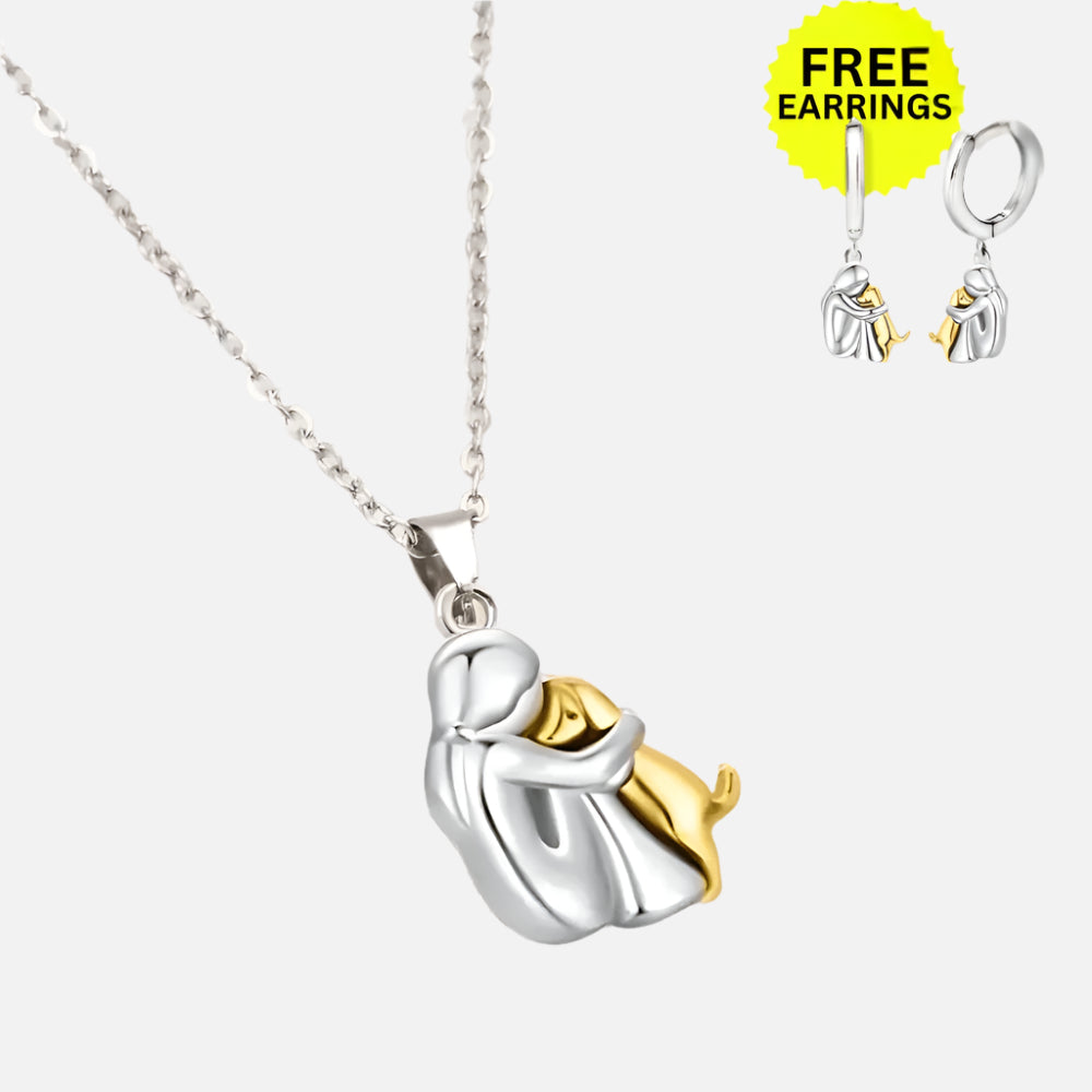 Sterling Silver Hund Mom Halsband Set