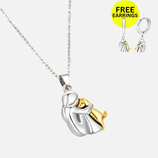Sterling Silver Hund Mom Halsband Set