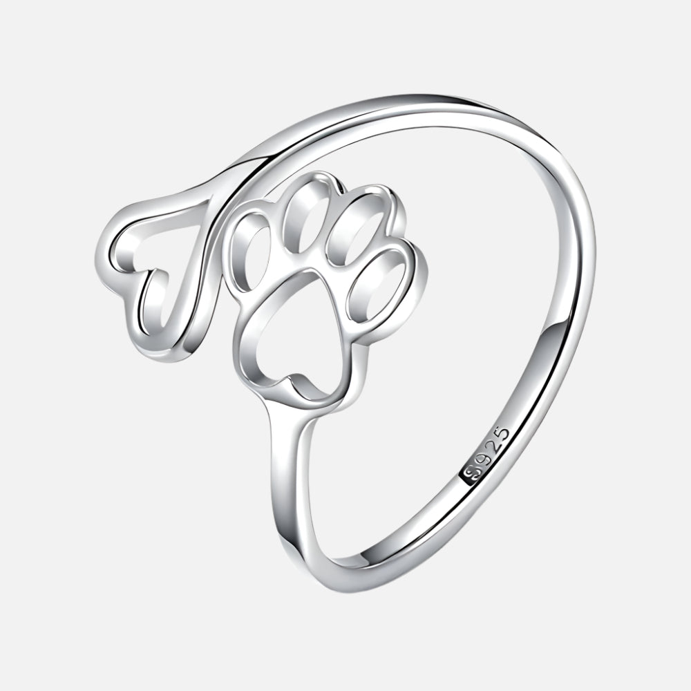 Sterling Silver Tass Print Hjärta Ring 1