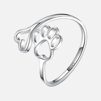 Sterling Silver Tass Print Hjärta Ring 1