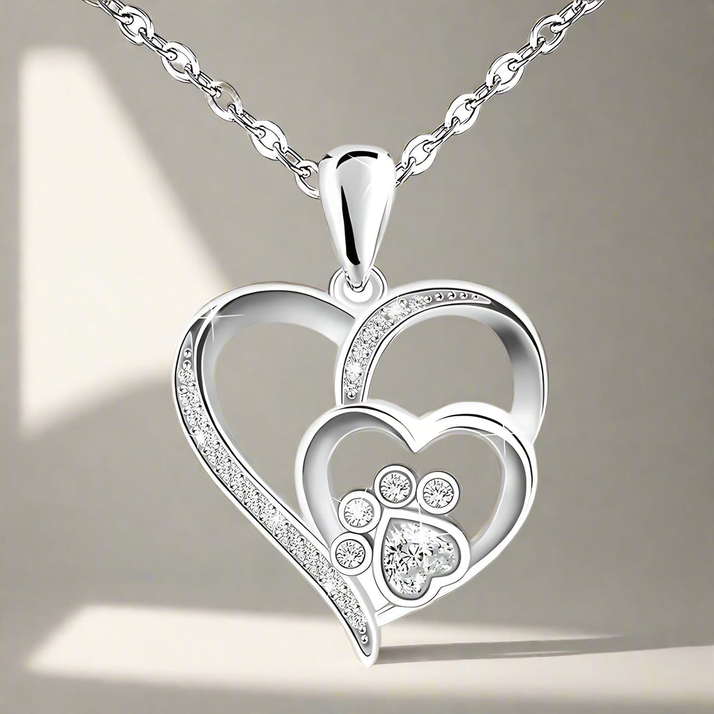 Sterling Silver Tass Print Hjärta Halsband 1