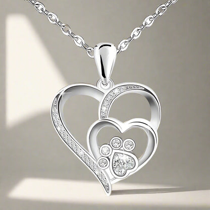 Sterling Silver Tass Print Hjärta Halsband 1