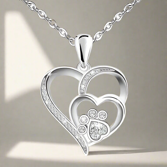 Sterling Silver Tass Print Hjärta Halsband 1