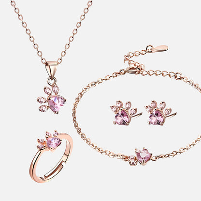 Ros Guld Tass Print Jewelry Set