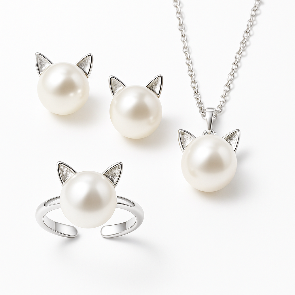 Pärla Katt Halsband With Bonus Örhängen