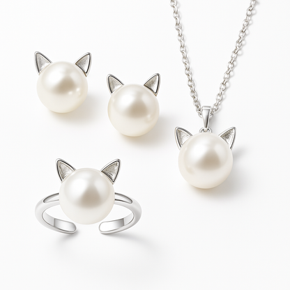 Pärla Katt Halsband With Bonus Örhängen