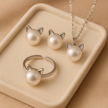 Pärla Katt Halsband With Bonus Örhängen