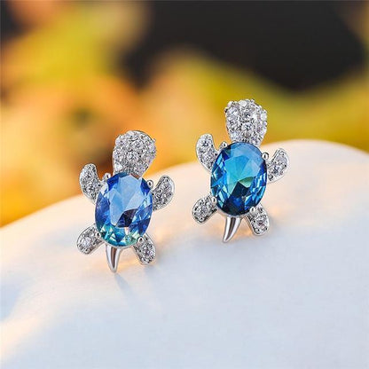 Pendientes Tortuga Marina En Zirconio Y Plata De 925
