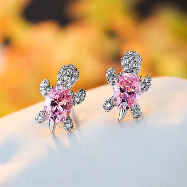 Pendientes Tortuga Marina En Zirconio Y Plata De 925