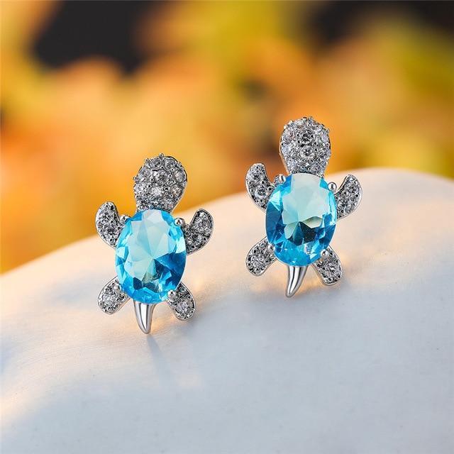 Pendientes Tortuga Marina En Zirconio Y Plata De 925