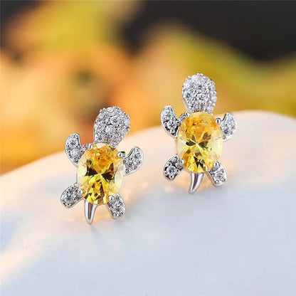 Pendientes Tortuga Marina En Zirconio Y Plata De 925