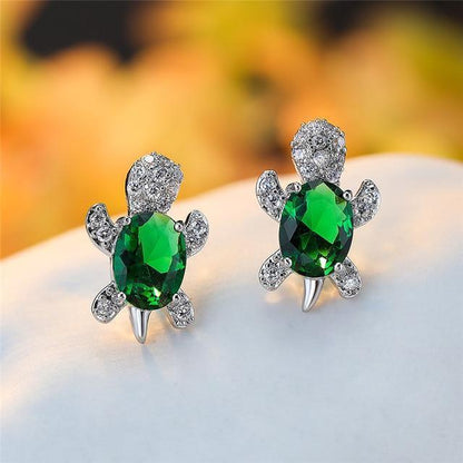 Pendientes Tortuga Marina En Zirconio Y Plata De 925