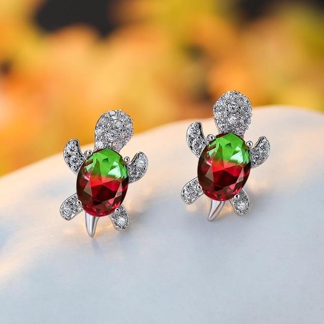 Pendientes Tortuga Marina En Zirconio Y Plata De 925
