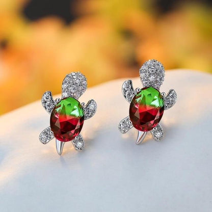 Pendientes Tortuga Marina En Zirconio Y Plata De 925