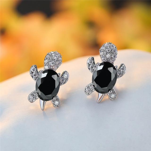 Pendientes Tortuga Marina En Zirconio Y Plata De 925