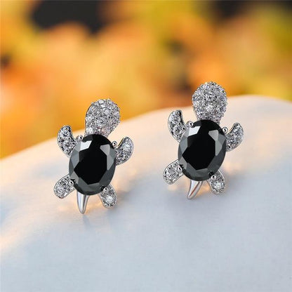 Pendientes Tortuga Marina En Zirconio Y Plata De 925
