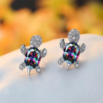 Pendientes Tortuga Marina En Zirconio Y Plata De 925