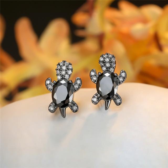 Pendientes Tortuga Marina En Zirconio Y Plata De 925
