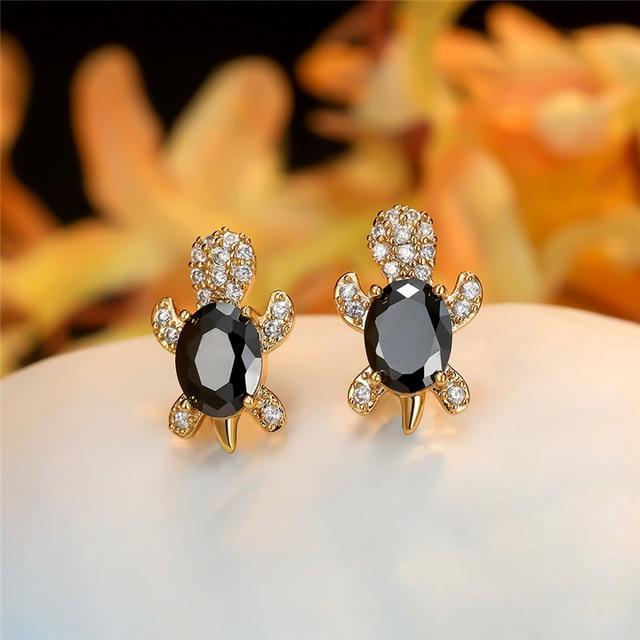 Pendientes Tortuga Marina En Zirconio Y Plata De 925
