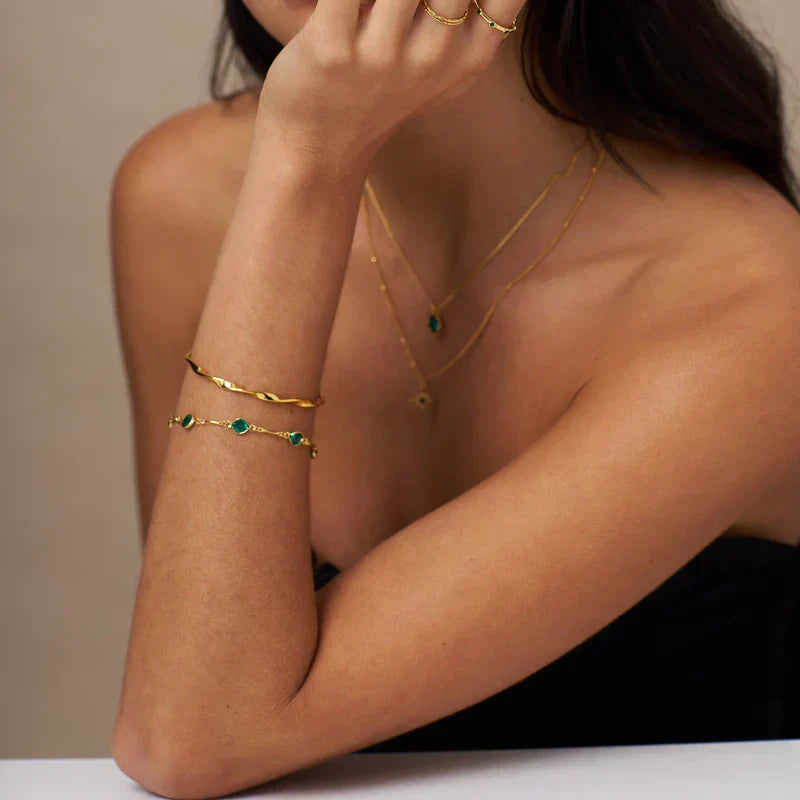 Smaragd Link kedjearmband | Guld