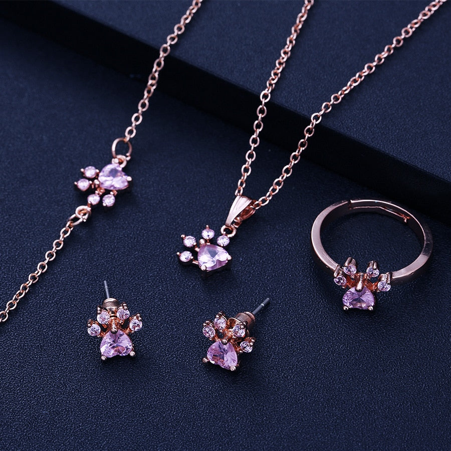 Ros Guld Tass Print Jewelry Set