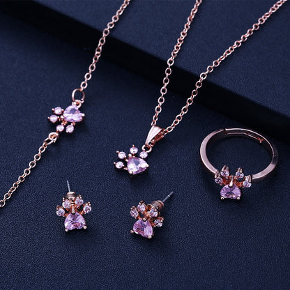 Ros Guld Tass Print Jewelry Set