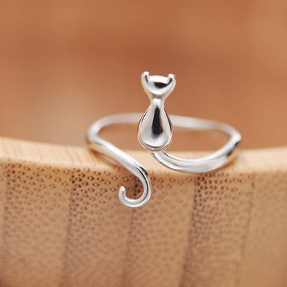 Rostfritt stål Adorable Katt Ring