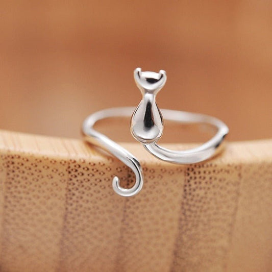 Rostfritt stål Adorable Katt Ring
