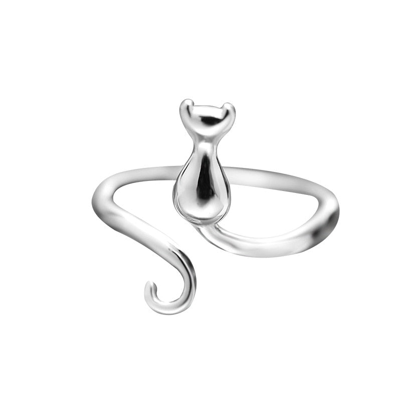 Rostfritt stål Adorable Katt Ring