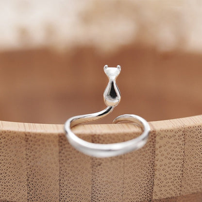Rostfritt stål Adorable Katt Ring