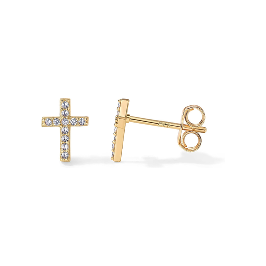 Pavé kors-stiftörhängen | Guld