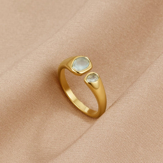 Vintage Akvamarin Inslagen Ring